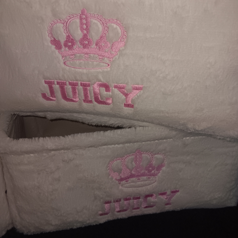 Juicy Couture White and Pink Crown Bins